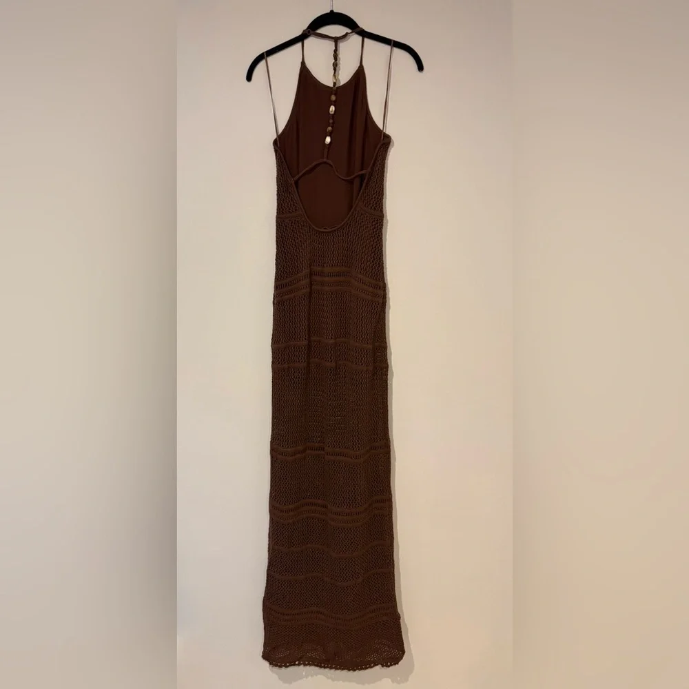 Abercrombie & Fitch Brown Crochet Maxi Dress | Size: Small Tall